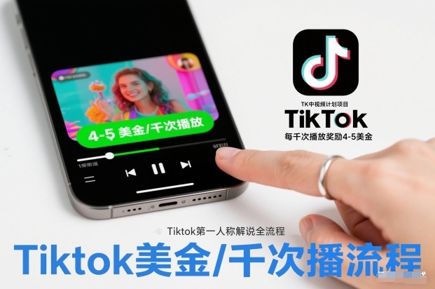 TK中视频计划项目,Tiktok第一人称解说流程,每干次播放奖励4-5美金-仙女副业网