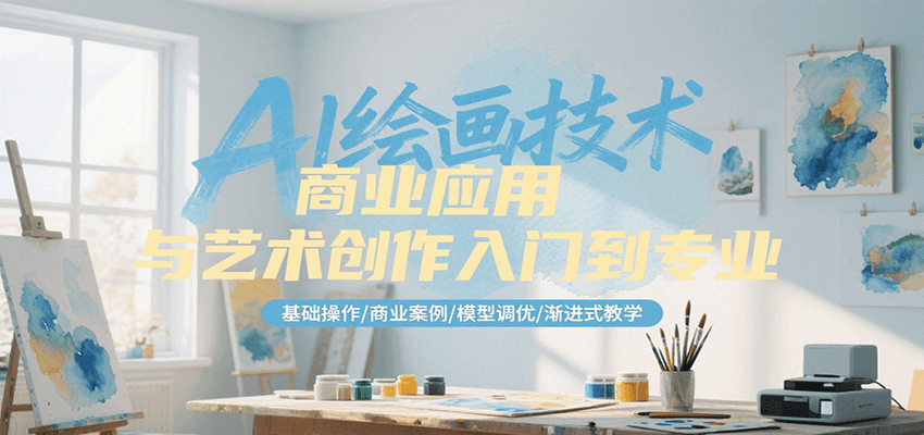 AI绘画技术商业应用与艺术创作入门到专业，基础操作/商业案例/模型调优/渐进式教学-仙女副业网