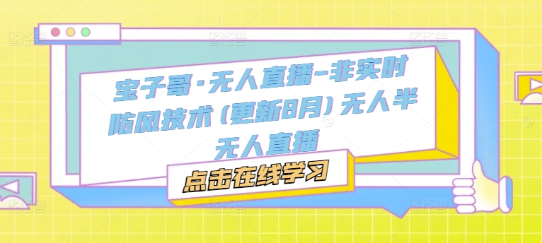 宝子哥·无人直播-非实时防风技术(更新25年5月)无人半无人直播-仙女副业网