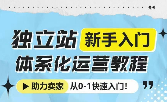 独立站新手入门体系化运营教程，助力独立站卖家从0-1快速入门!-仙女副业网
