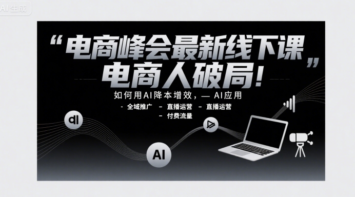 电商峰会最新线下课，电商人破局，如何用AI降本增效，AI应用-全域推广-直播运营-付费流量-仙女副业网