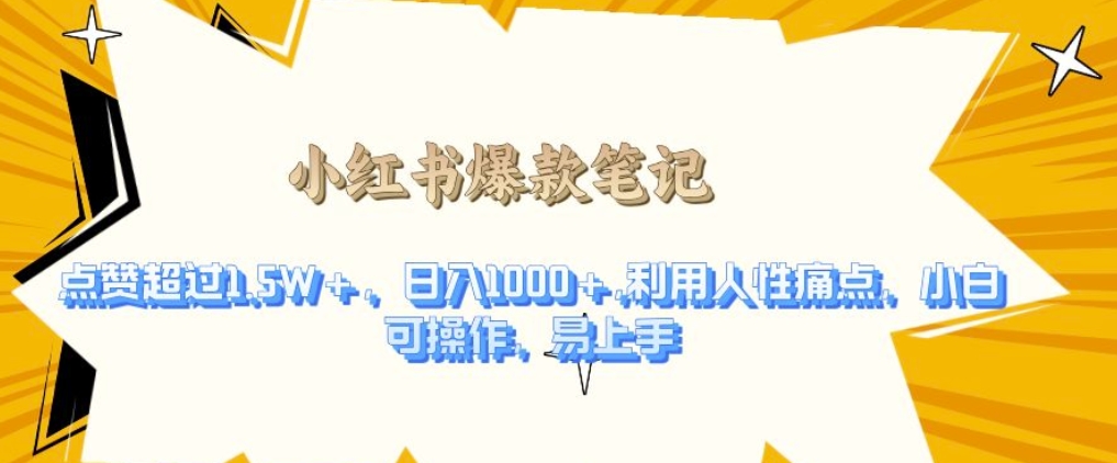 利用人性的痛点，打造爆款笔记，获得点赞超过1.5W+，日入1k【揭秘】-仙女副业网