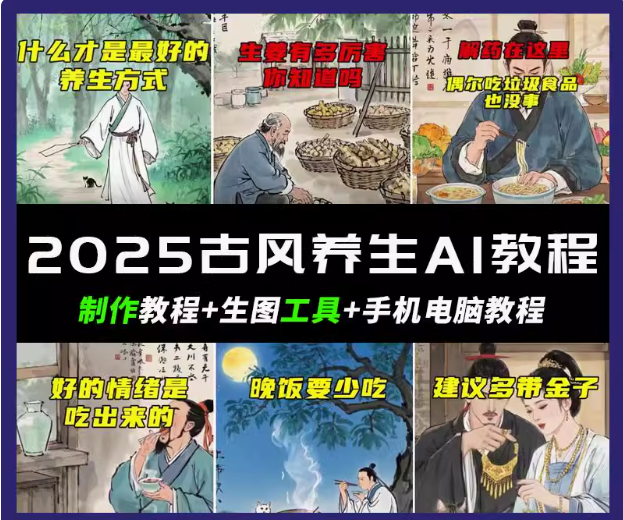 抖音AI古风养生视频教程日入五张 轻松涨粉 10W+-仙女副业网