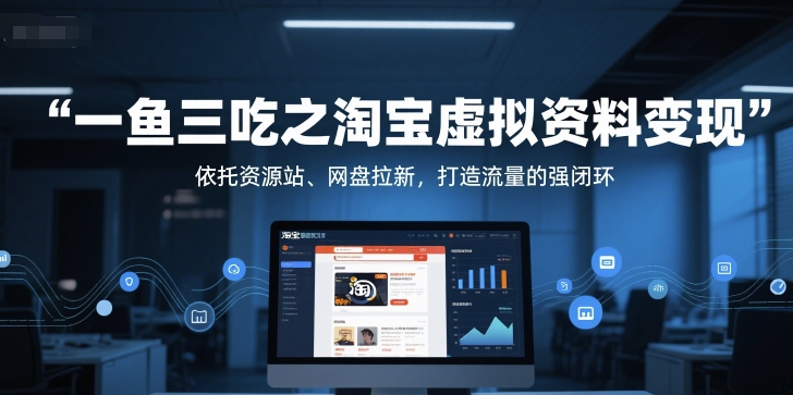 一鱼三吃之淘宝虚拟资料变现，依托资源站、网盘拉新，打造流量的强闭环-仙女副业网