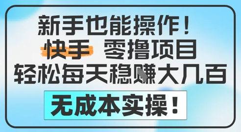 新手也能操作，快手零撸挣米，轻松每天挣2-5张，完全无成本-仙女副业网