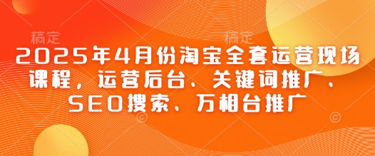 2025年4月份淘宝全套运营现场课程，运营后台、关键词推广、SEO搜索、万相台推广-仙女副业网