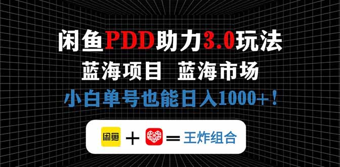 闲鱼卖拼多多助力项目，蓝海市场新手也能单号日入1000+-仙女副业网