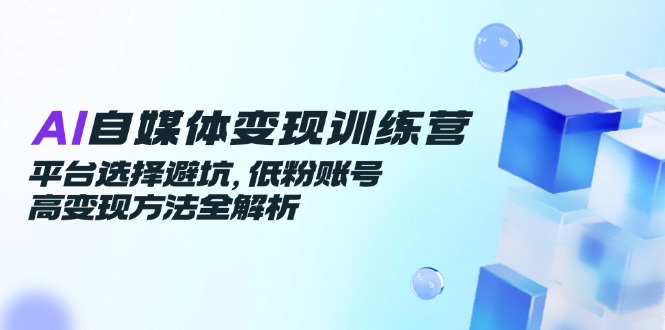AI自媒体变现训练营，平台选择避坑，低粉账号高变现方法全解析-仙女副业网