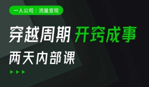 一人公司：流量变现课，一人公司的方法模型拆解， 拆解富人思维，流量思维，小老板思维等-仙女副业网