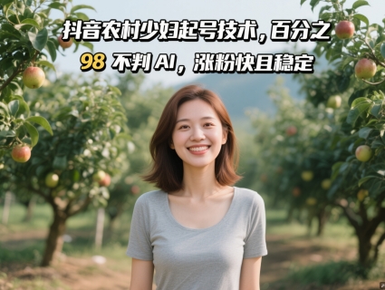 抖音农村少妇起号技术，百分之98不判AI，涨粉快且稳定-仙女副业网