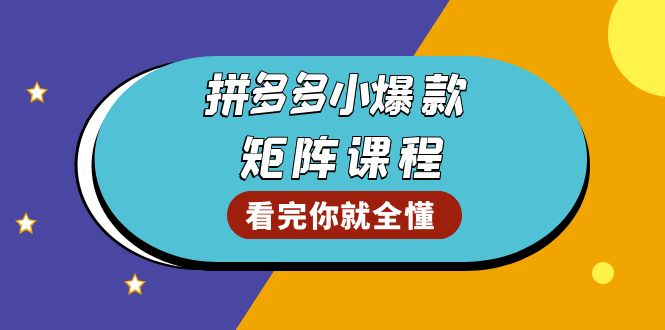 拼多多爆款矩阵课程：教你测出店铺爆款，优化销量，提升GMV，打造爆款群-仙女副业网