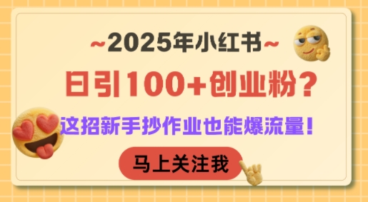 2025年小红书日引100+创业粉？这招新手抄作业也能爆流量！-仙女副业网