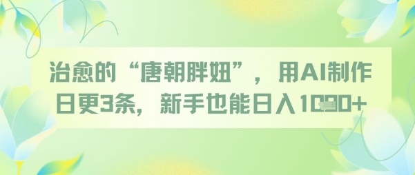 治愈的“唐朝胖妞”，用AI制作日更3条，新手也能日入多张-仙女副业网