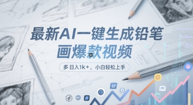 最新AI一键生成铅笔画爆款视频，多平台分发，日 入1k+，小白轻松上手【揭秘】-仙女副业网