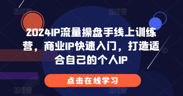 2024IP流量操盘手线上训练营，商业IP快速入门，打造适合自己的个人IP-仙女副业网
