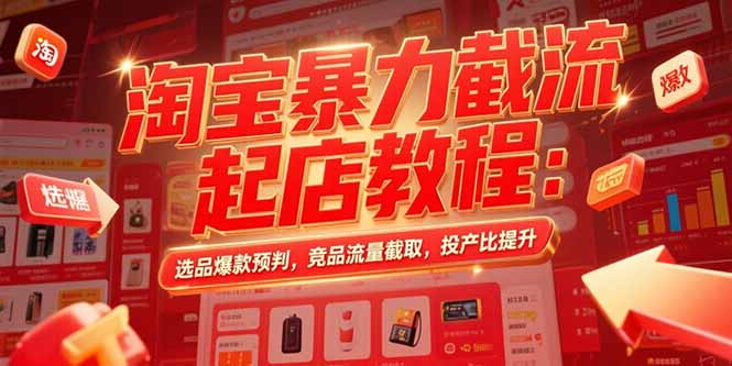 淘宝暴力截流起店教程：选品爆款预判，竞品流量截取，投产比提升-仙女副业网