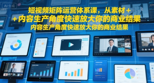 短视频矩阵运营体系课，从素材+内容生产角度快速放大你的商业结果-仙女副业网
