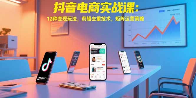 抖音电商实战课：12种变现玩法，剪辑去重技术，矩阵运营策略-仙女副业网