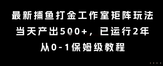 最新捕鱼打金工作室矩阵玩法，当天产出5张+，已运行2年，从0-1保姆级教程【揭秘】-仙女副业网