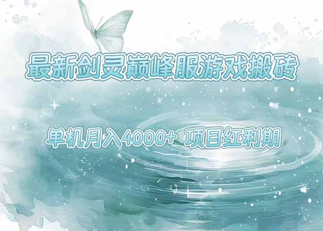 最新剑灵巅峰服游戏搬砖，项目红利期，单机稳定4000+操作简单好上手-仙女副业网