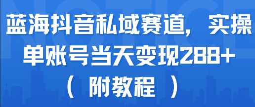 蓝海抖音私域赛道，实操单账号当天变现288+(附教程)-仙女副业网