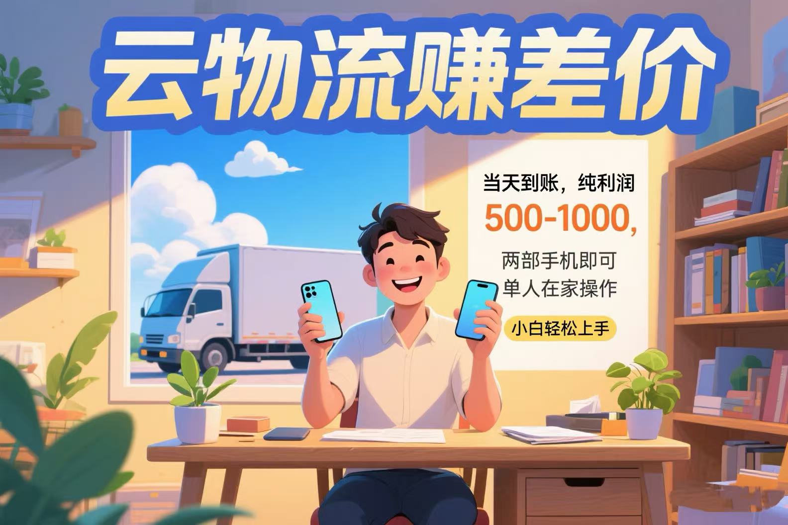 云物流赚差价 当天到账纯利润500-1000 两部手机即可 可单人在家操作 小...-仙女副业网