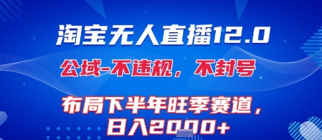 淘宝无人直播12.0，不封号，不违规，布局下半年旺季赛道，日入1k+(独家技术)【揭秘】-仙女副业网