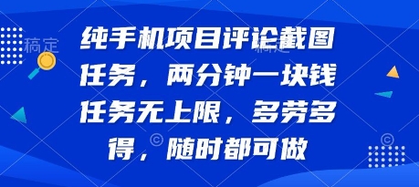 纯手机项目评论截图任务，两分钟一块钱 任务无上限多劳多得，随时随地都能做【揭秘】-仙女副业网