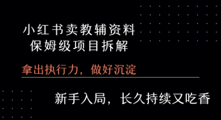 小红书卖小学教辅资料  保姆级项目拆解  1次课程彻底讲清楚!-仙女副业网