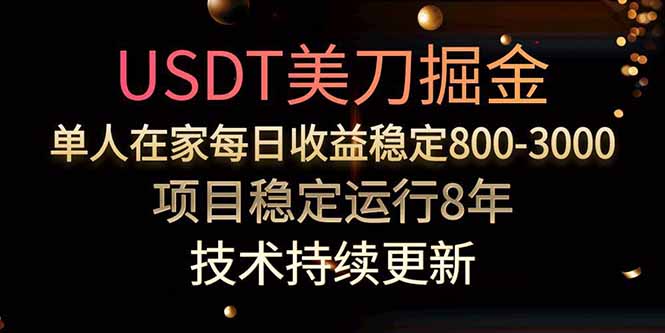 USDT美刀掘金，单人每日收益800-3000，稳定运行8年-仙女副业网