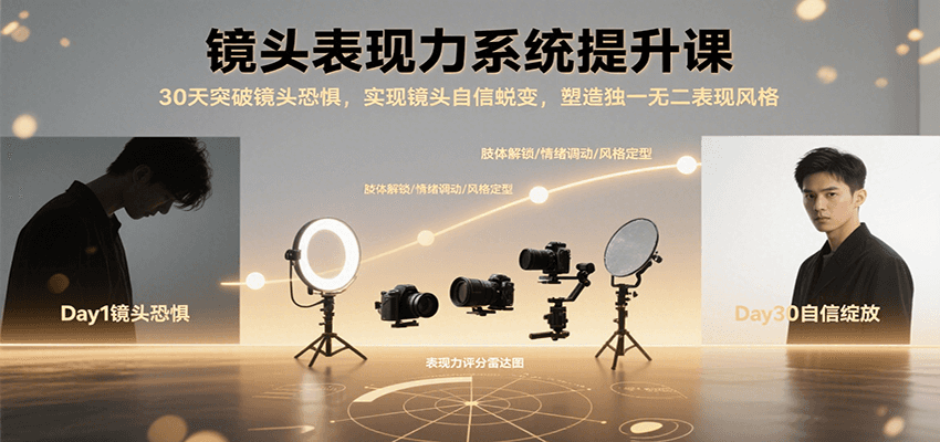 镜头表现力系统提升课，30天突破镜头恐惧实现自信蜕变，塑造独一无二表现风格-仙女副业网