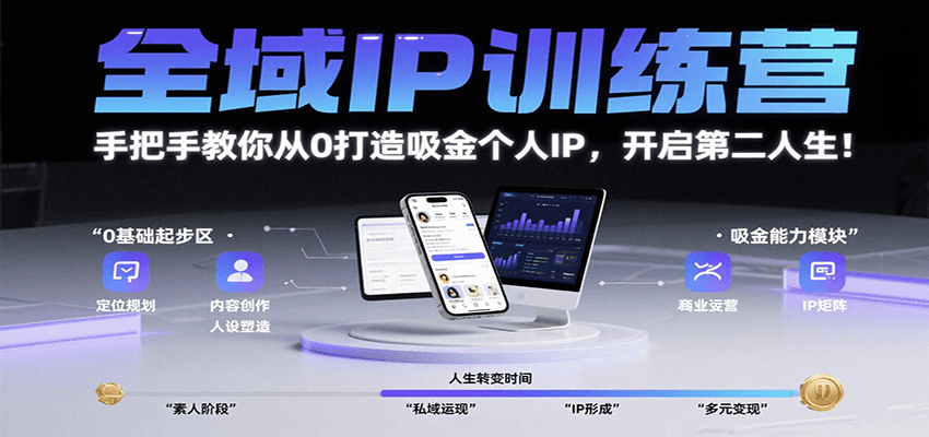 全域IP训练营，手把手教你从0打造吸金个人IP，开启第二人生！-仙女副业网