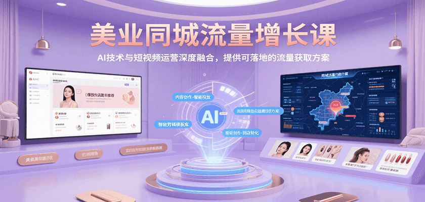 美业同城流量增长课，AI技术与短视频运营深度融合，提供可落地的流量获取方案-仙女副业网