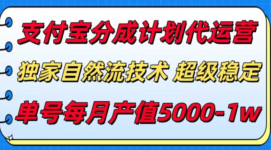 支付宝分成计划代运营，独家自然流技术，收益稳定，单号月产5000＋-仙女副业网