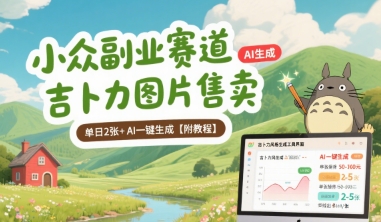 小众副业赛道 吉卜力图片售卖 单日2张+ AI一键生成【附教程】-仙女副业网