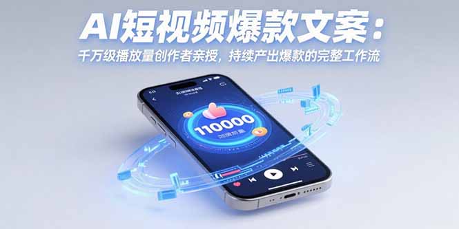 AI短视频爆款文案：千万级播放量创作者亲授，持续产出爆款的完整工作流-仙女副业网