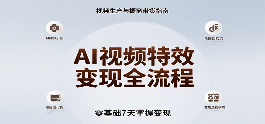 AI视频特效变现全流程，零基础7天掌握视频生产到橱窗带货变现-仙女副业网