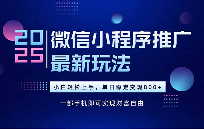 25年下半年微信小程序推广最新玩法，轻松日入800+-仙女副业网