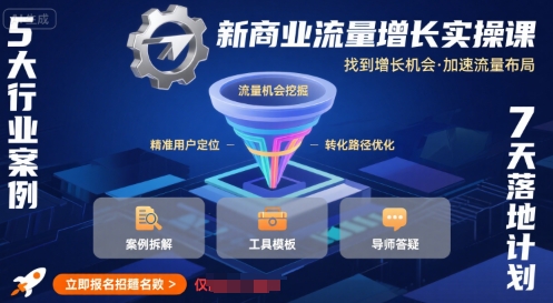 新商业流量增长实操课，找到增长机会，加速流量布局-仙女副业网