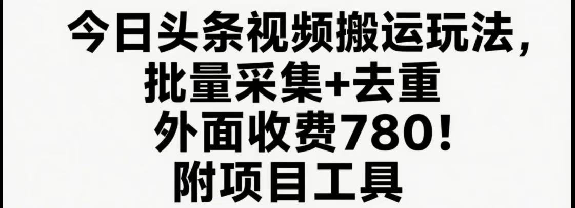 今日头条视频搬运玩法，软件一键去重，轻松日入500+附项目工具-仙女副业网