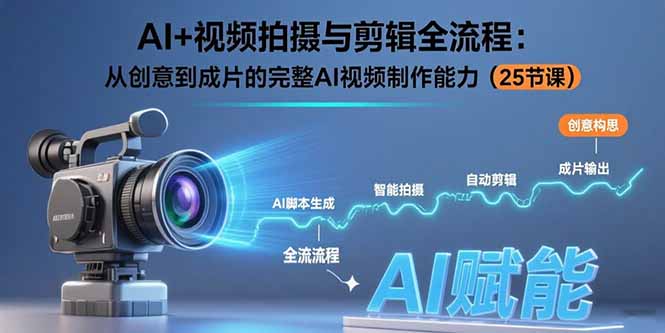 AI+视频拍摄与剪辑全流程：从创意到成片的完整AI视频制作能力(25节课-仙女副业网