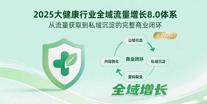 2025大健康行业全域流量增长8.0体系，从流量获取到私域沉淀的完整商业闭环-仙女副业网