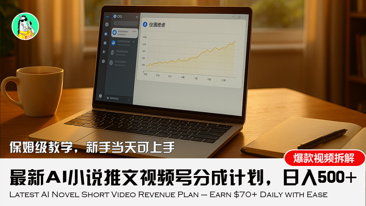 最新AI小说推文视频号分成计划，新手小白也能当天日入500+教程-仙女副业网