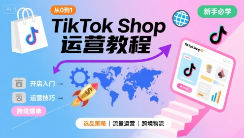 TikTok Shop从0到1运营教程，TikTok跨境电商新手必学课程-仙女副业网