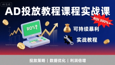 AD投放教程课程实战课，实现广告ROI300%+可持续暴利-仙女副业网