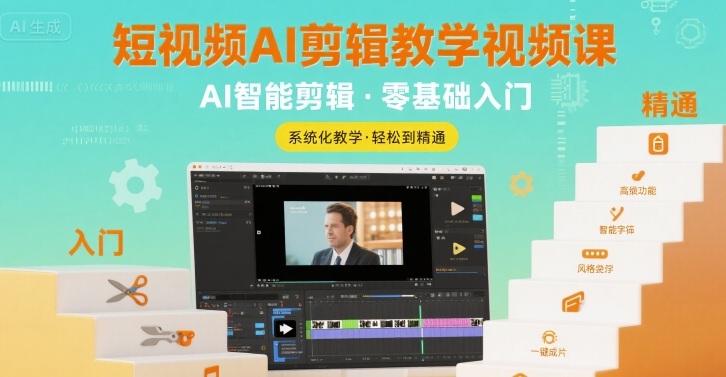 短视频AI剪辑教学视频课，入门到精通-仙女副业网