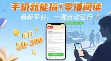 手机就能搞！零撸阅读挂G，最新平台，一键自动运行，随时随地挣，单日50-3张+【揭秘】-仙女副业网
