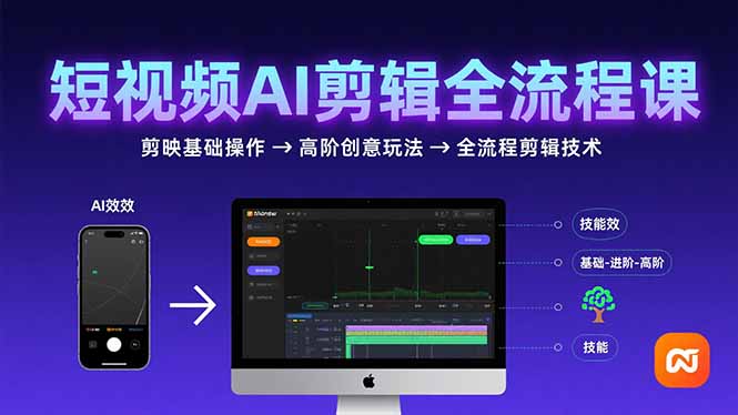 短视频AI剪辑技能，从剪映基础操作到高阶创意玩法，全流程剪辑技术-仙女副业网