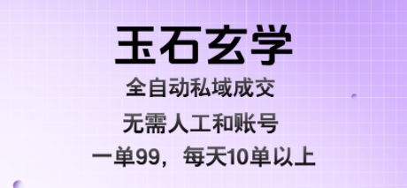 玉石玄学全自动私域成交，一单99每天十单以上，无需人工和矩阵账号，蓝海项目直接干【揭秘】-仙女副业网