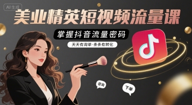 美业精英短视频流量课，掌握抖音流量密码，天天有询单，条条有转化-仙女副业网